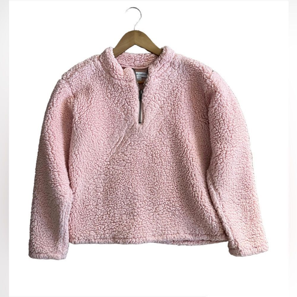 Harper Canyon Pink Cropped Sherpa Fleece Quarter Zip Pullover Girl’s Sz XL 14-16